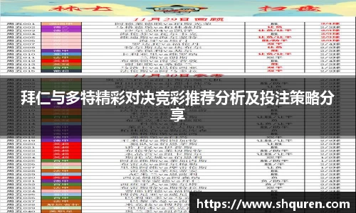 拜仁与多特精彩对决竞彩推荐分析及投注策略分享